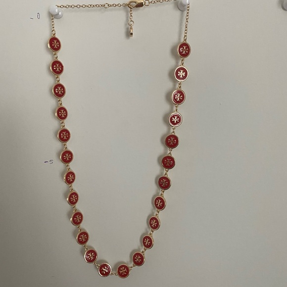 Tory Burch red enameled gold necklace - Picture 5 of 9